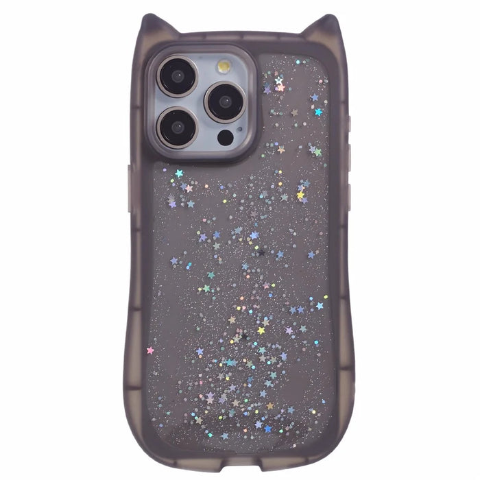JTW Series For iPhone 15 Pro Max Slim Case Epoxy Design TPU Phone Cover (Large Cutout) - Transparent Black - 1