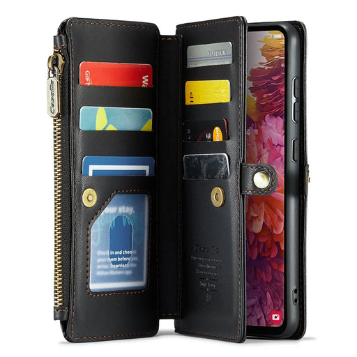 For Samsung Galaxy S20 FE / S20 FE 5G / S20 FE 2022 / S20 Lite Leather Case CASEME C36 Zipper Multiple Card Slots Phone Cover with Straps - Black - 2