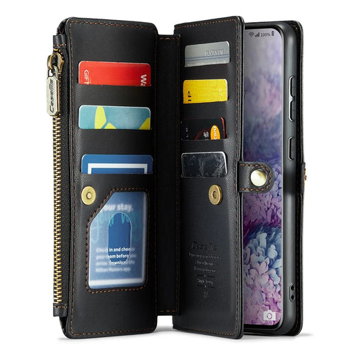 For Samsung Galaxy S20 Plus 5G / 4G Leather Case CASEME C36 Zipper Multiple Card Slots Phone Cover with Straps - Black - 2