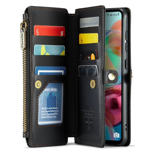 For Samsung Galaxy A71 4G SM-A715 Leather Case CASEME C36 Zipper Multiple Card Slots Phone Cover with Straps - Black - 2