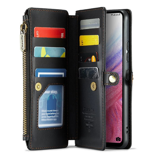 For Samsung Galaxy A53 5G Leather Case CASEME C36 Zipper Multiple Card Slots Phone Cover with Straps - Black - 2