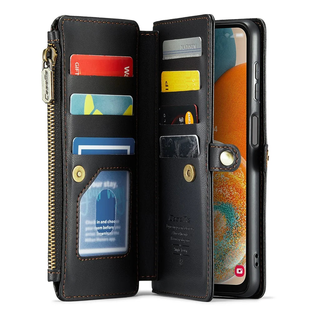 For Samsung Galaxy A23 4G / A23 5G (Global) Leather Case CASEME C36 Zipper Multiple Card Slots Phone Cover with Straps - Black - 2