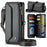 For Samsung Galaxy A25 5G (Global) (161mm) Leather Case CASEME C36 Zipper Multiple Card Slots Phone Cover with Straps - Black - 1