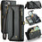 For iPhone 15 Pro Max Leather Case CASEME C36 Zipper Multiple Card Slots Phone Cover with Straps - Black - 1