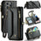 For iPhone 14 Pro Leather Case CASEME C36 Zipper Multiple Card Slots Phone Cover with Straps - Black - 1