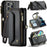 For iPhone 13 Pro Leather Case CASEME C36 Zipper Multiple Card Slots Phone Cover with Straps - Black - 1