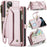 For iPhone 11 Pro Max Leather Case CASEME C36 Zipper Multiple Card Slots Phone Cover with Straps - Pink - 1