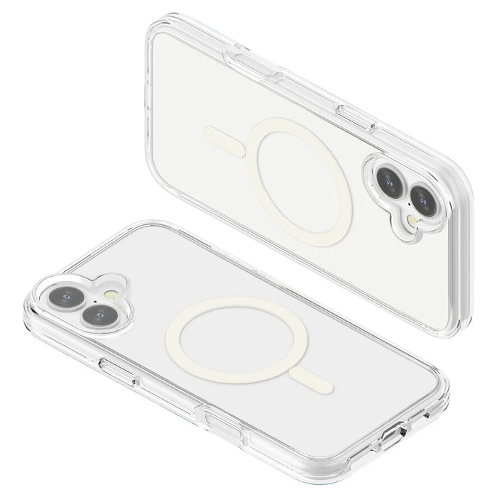 For iPhone 16 Magnetic Phone Case PC+TPU Scratch-Proof Cover Compatible with MagSafe - Transparent - 5