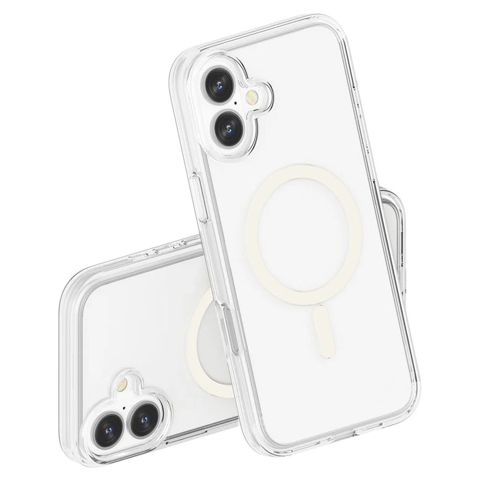 For iPhone 16 Magnetic Phone Case PC+TPU Scratch-Proof Cover Compatible with MagSafe - Transparent - 6
