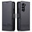 AZNS For Samsung Galaxy Z Fold6 5G Case Wallet PU Leather+PC Phone Cover - Black - 1