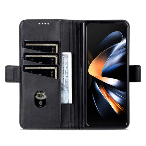 AZNS For Samsung Galaxy Z Fold6 5G Case Wallet PU Leather+PC Phone Cover - Black - 2