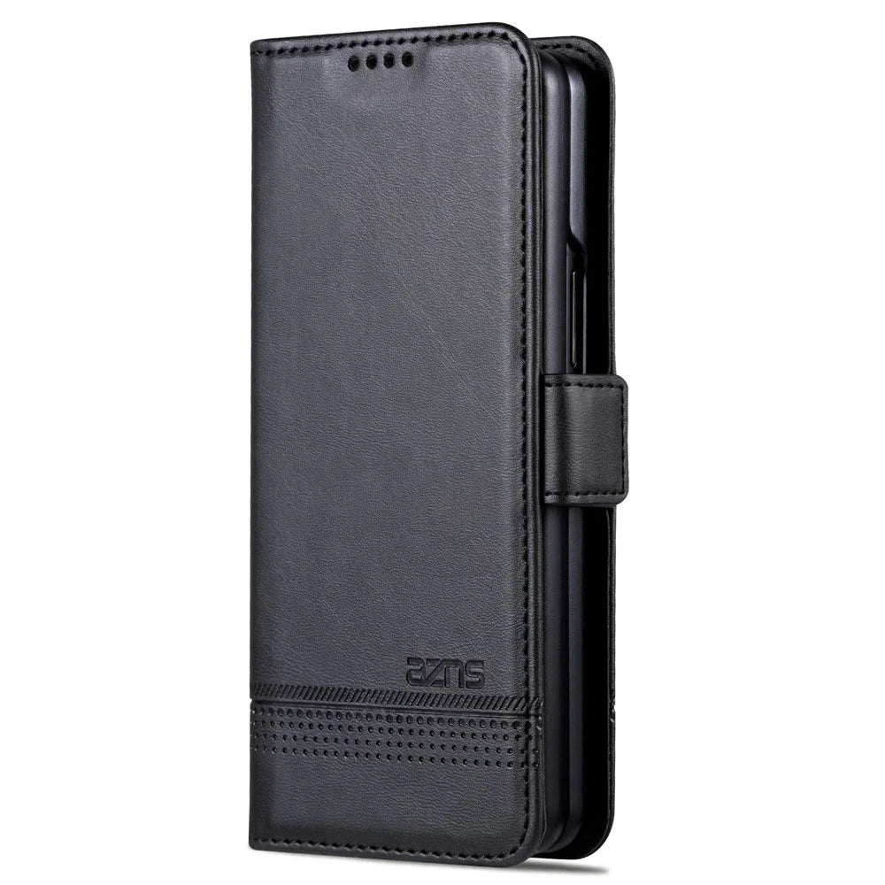 AZNS For Samsung Galaxy Z Fold6 5G Case Wallet PU Leather+PC Phone Cover - Black - 6