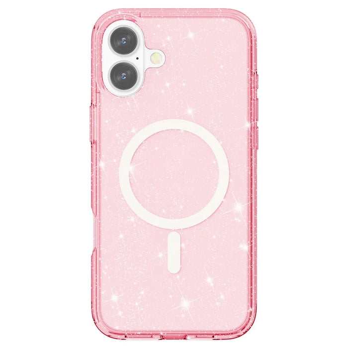 For iPhone 16 Case Compatible with MagSafe Sparkly Glitter PC+TPU Phone Cover - Pink - 2