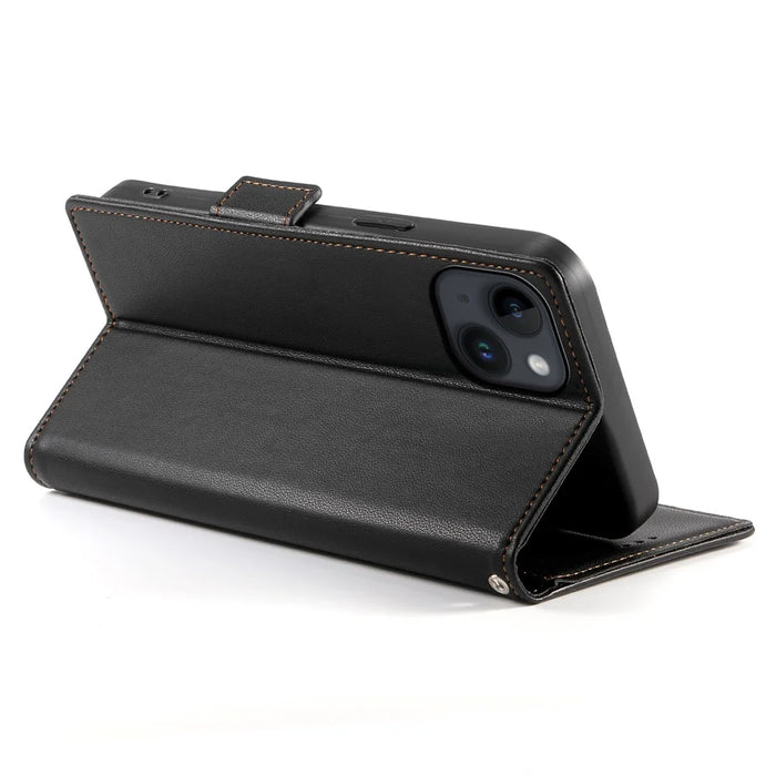 DF-010 For iPhone 13 Case Magnetic Side Clasps Anti-Fall Leather Stand Phone Cover - Black - 3