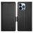 DF-010 For iPhone 13 Pro Max Case PU Leather Wallet Stand Phone Cover - Black - 1