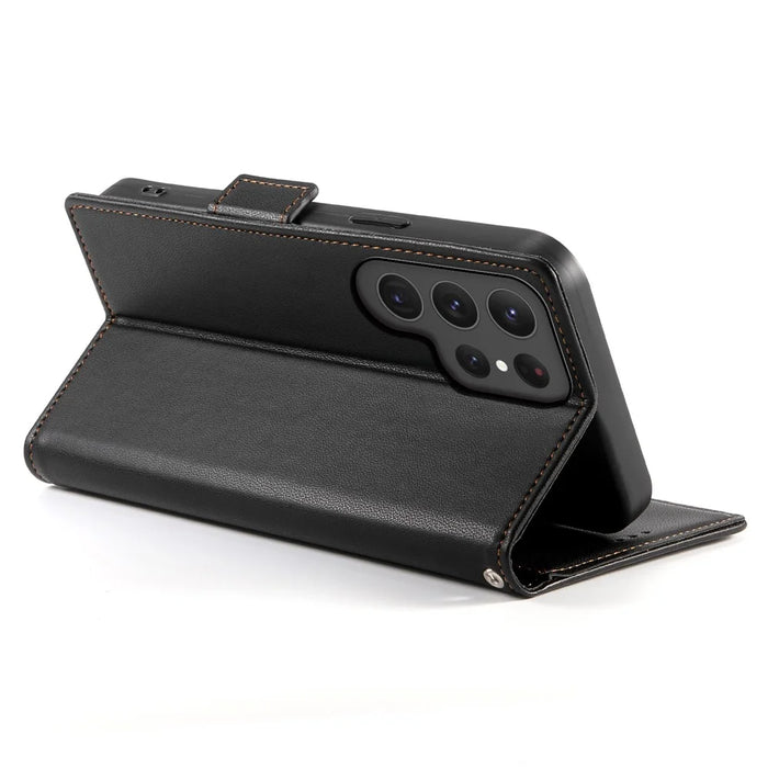 DF-010 For Samsung Galaxy S24 Ultra Case Leather Wallet Folio Flip Phone Cover - Black - 3