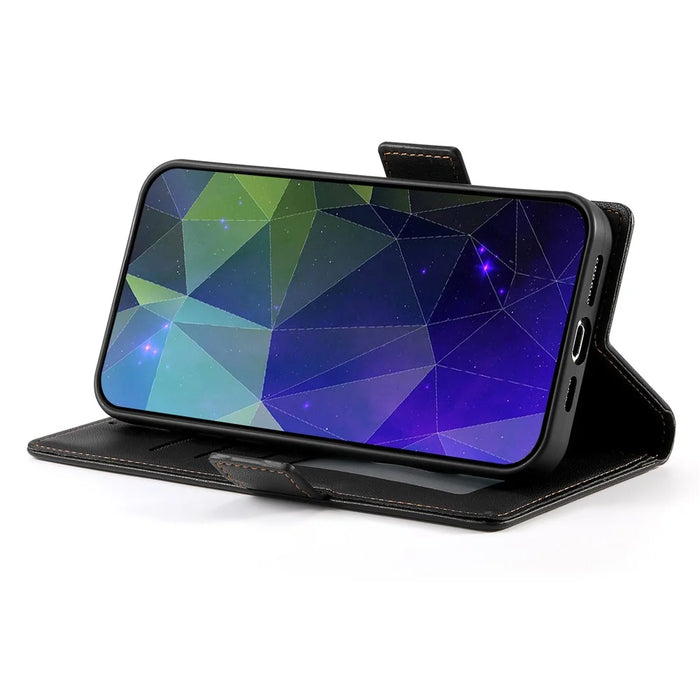 DF-010 For Samsung Galaxy S24 Ultra Case Leather Wallet Folio Flip Phone Cover - Black - 4