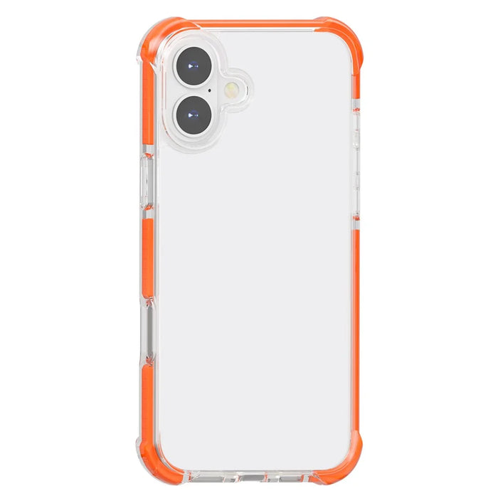 For iPhone 16 Case Four Corners Anti Drop Clear TPU + TPE + PC Phone Cover - Transparent Orange - 5