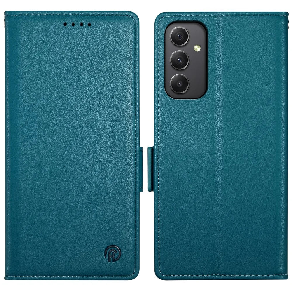 DF-010 For Samsung Galaxy A35 5G Case Leather Phone Cover with Side Magnetic Clasps - Blue - 1