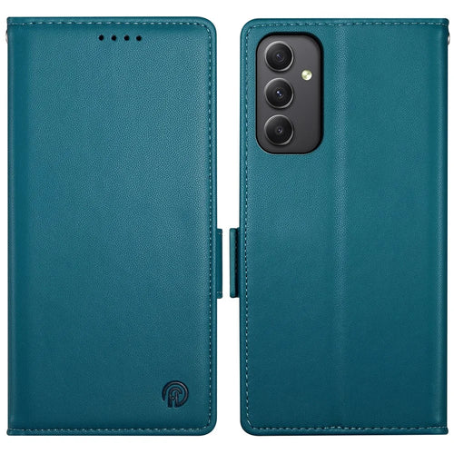DF-010 For Samsung Galaxy A35 5G Case Leather Phone Cover with Side Magnetic Clasps - Blue - 1