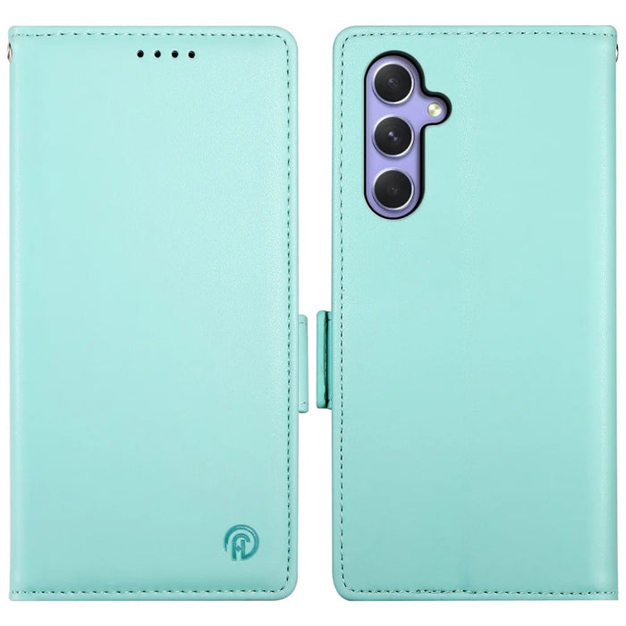 DF-010 For Samsung Galaxy A54 5G Case Magnetic Clasp Leather Stand Phone Cover - Mint Green - 1