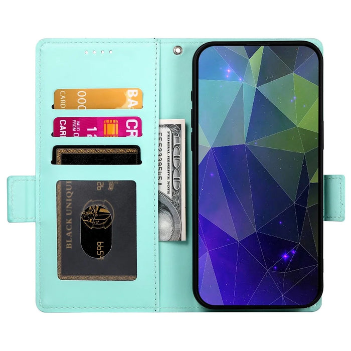 DF-010 For Samsung Galaxy A54 5G Case Magnetic Clasp Leather Stand Phone Cover - Mint Green - 2