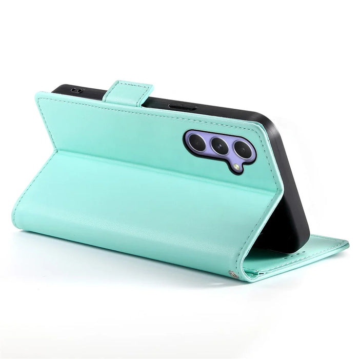DF-010 For Samsung Galaxy A54 5G Case Magnetic Clasp Leather Stand Phone Cover - Mint Green - 3