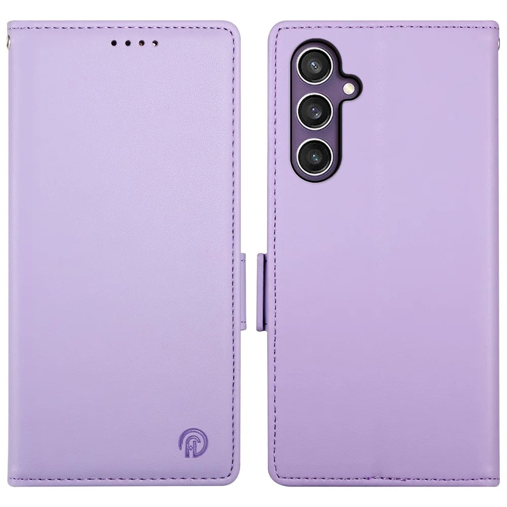 DF-010 For Samsung Galaxy S23 FE Case Drop Protection PU Leather Stand Phone Cover - Purple - 1