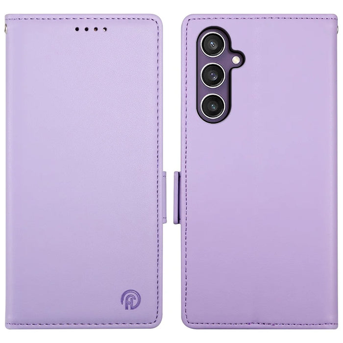 DF-010 For Samsung Galaxy S23 FE Case Drop Protection PU Leather Stand Phone Cover - Purple - 1