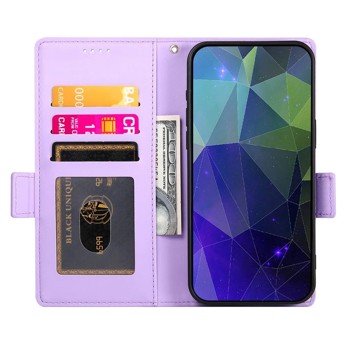 DF-010 For Samsung Galaxy S23 FE Case Drop Protection PU Leather Stand Phone Cover - Purple - 2