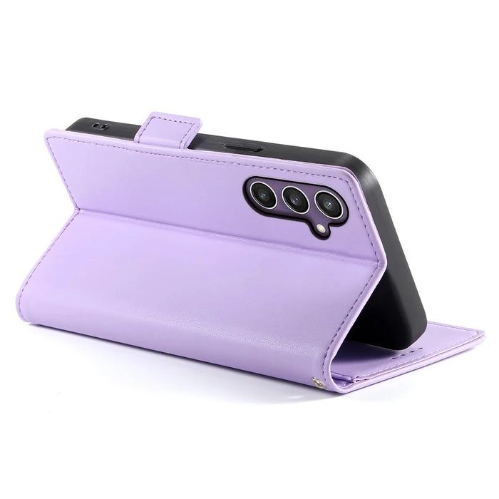 DF-010 For Samsung Galaxy S23 FE Case Drop Protection PU Leather Stand Phone Cover - Purple - 3