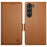 DF-010 For Samsung Galaxy S23 Case Solid Color PU Leather Wallet Stand Phone Cover - Brown - 1