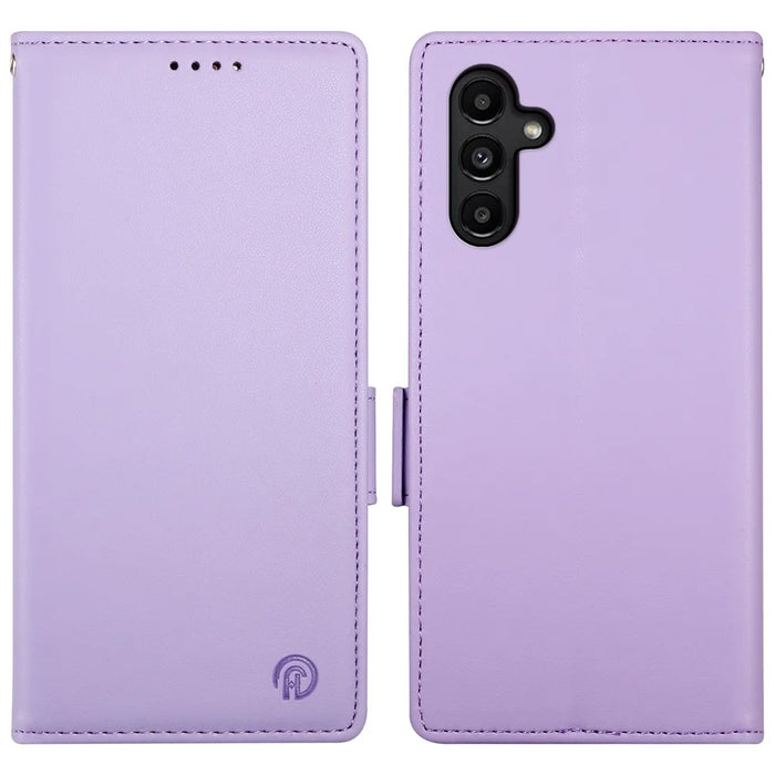 DF-010 For Samsung Galaxy A14 5G / A14 4G Stand Case Anti-Scratch Leather Phone Cover - Purple - 1