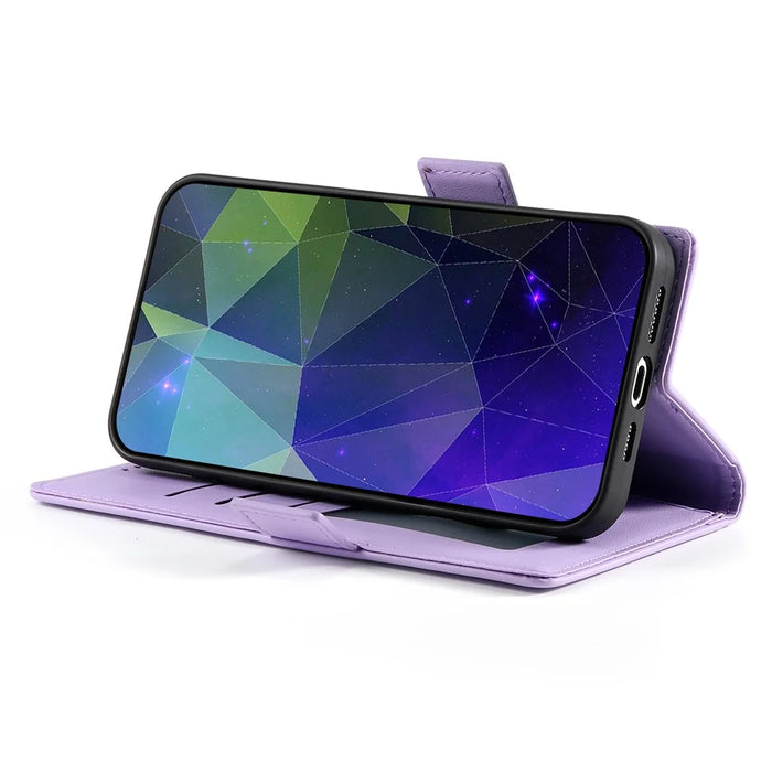 DF-010 For Samsung Galaxy A14 5G / A14 4G Stand Case Anti-Scratch Leather Phone Cover - Purple - 4