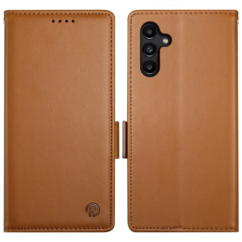 DF-010 For Samsung Galaxy A15 4G / 5G Case Anti-Scratch PU Leather Full Protection Cell Phone Cover - Brown - 1