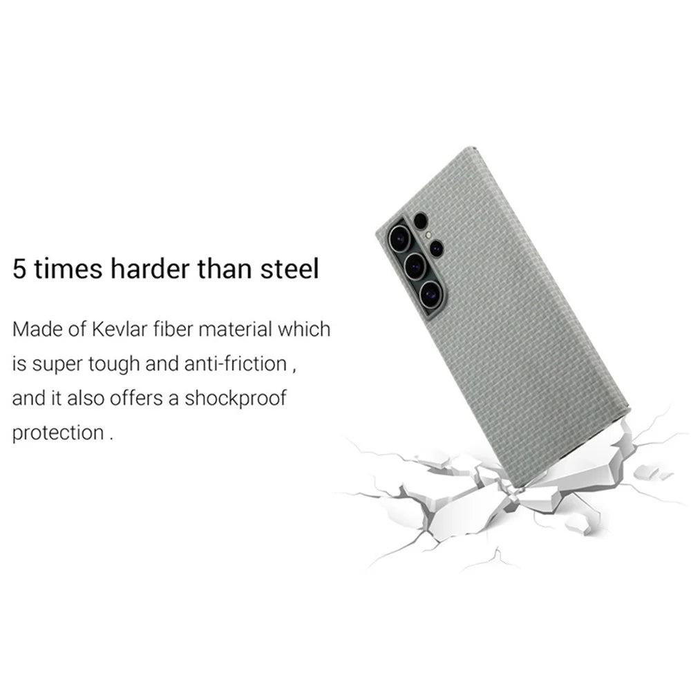 KZDOO For Samsung Galaxy S24 Ultra Case Aramid Fiber Shockproof Slim Phone Shell, Titanium Grey - 3
