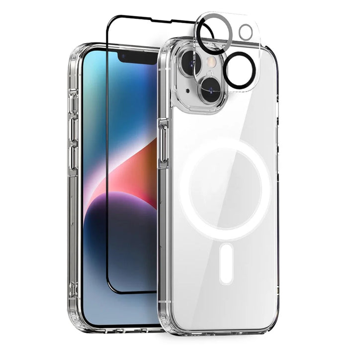 NORTHJO For iPhone 14 Plus PC+TPU Phone Case Compatible with MagSafe + Tempered Glass Film + Camera Lens Protector - 1