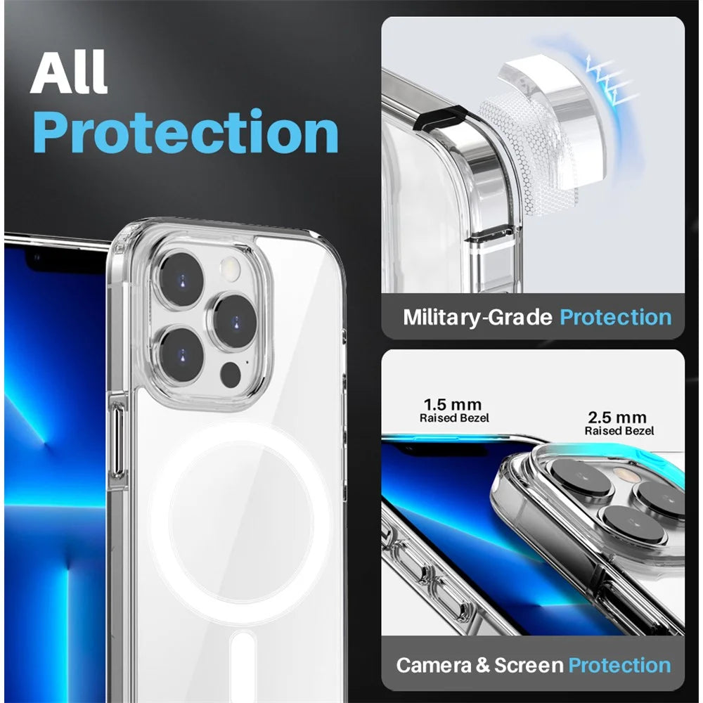 NORTHJO For iPhone 13 Pro PC+TPU Clear Phone Case with Tempered Glass Film + Lens Protector, Compatible with MagSafe - 2