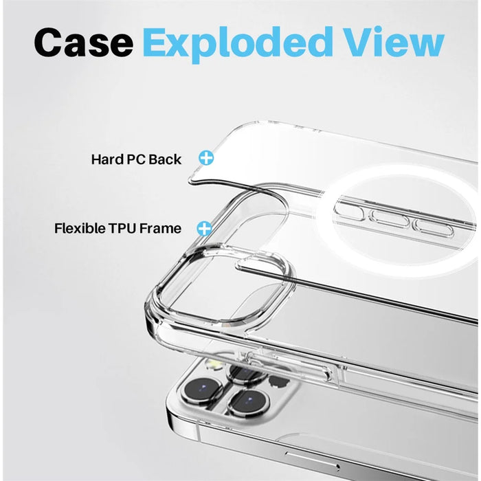 NORTHJO For iPhone 13 Pro PC+TPU Clear Phone Case with Tempered Glass Film + Lens Protector, Compatible with MagSafe - 3