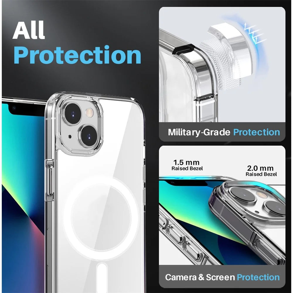 NORTHJO For iPhone 13 PC+TPU Phone Case with Tempered Glass Film + Camera Lens Cover, Compatible with MagSafe - 2