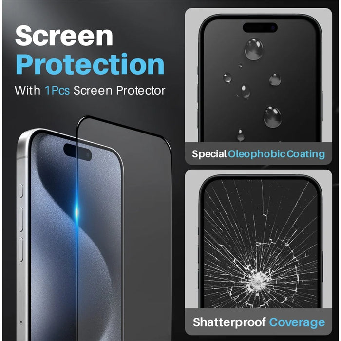 NORTHJO For iPhone 15 Pro Max Clear Phone Case with Tempered Glass Screen Film + Lens Protector, Compatible with MagSafe - 5