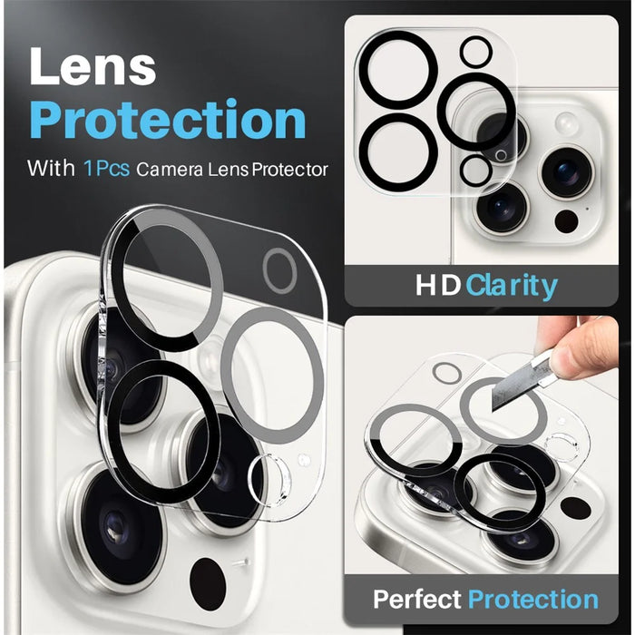 NORTHJO For iPhone 15 Pro Max Clear Phone Case with Tempered Glass Screen Film + Lens Protector, Compatible with MagSafe - 6