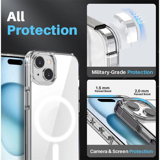 NORTHJO For iPhone 15 Plus Anti-Scratch Clear Phone Case + Tempered Glass Film + Lens Protector, Compatible with MagSafe - 2