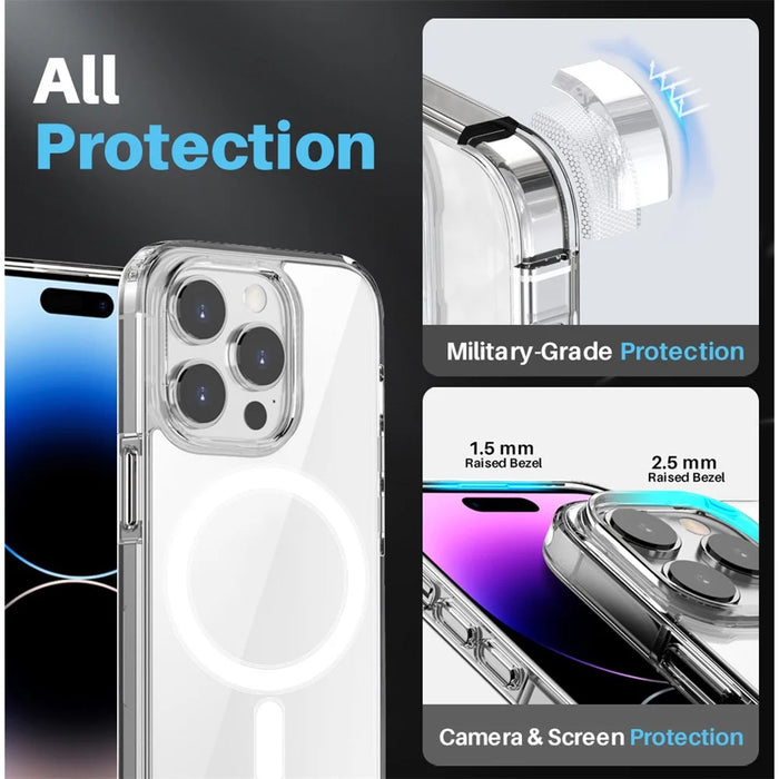NORTHJO For iPhone 14 Pro Max Magnetic Cellphone Case with Tempered Glass Film + Lens Protector, Compatible with MagSafe - 2