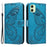 For Samsung Galaxy A05 4G Case Butterfly Leather Wallet Phone Cover with Hand Strap - Blue - 1