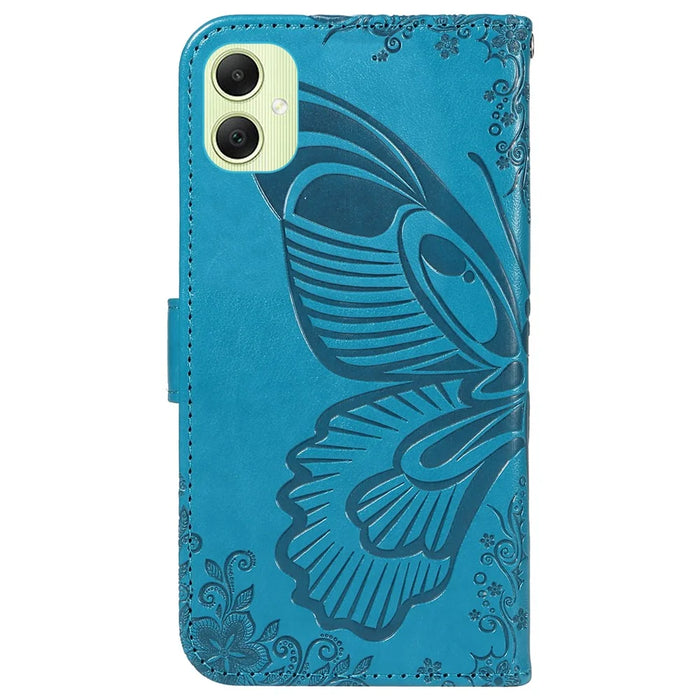 For Samsung Galaxy A05 4G Case Butterfly Leather Wallet Phone Cover with Hand Strap - Blue - 7