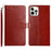 For iPhone 16 Pro Max Case with Wrist Strap Y Shaped Lines Imprint Leather Phone Cover - Brown - 1