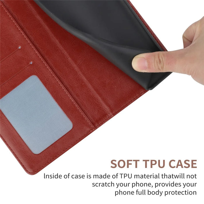 For iPhone 16 Pro Max Case with Wrist Strap Y Shaped Lines Imprint Leather Phone Cover - Brown - 6