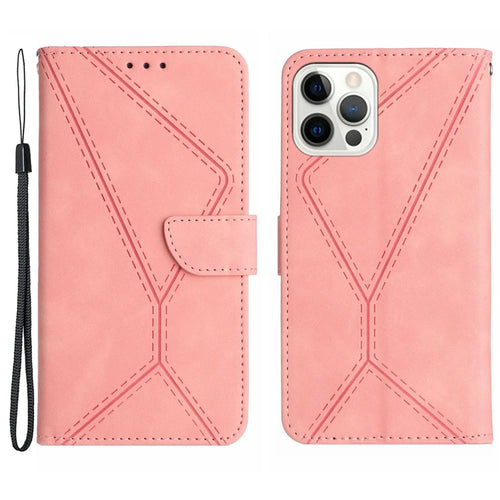 HT05 For iPhone 16 Pro Max Case Leather Phone Cover Card / Cash Slots Stand Feature - Pink - 1