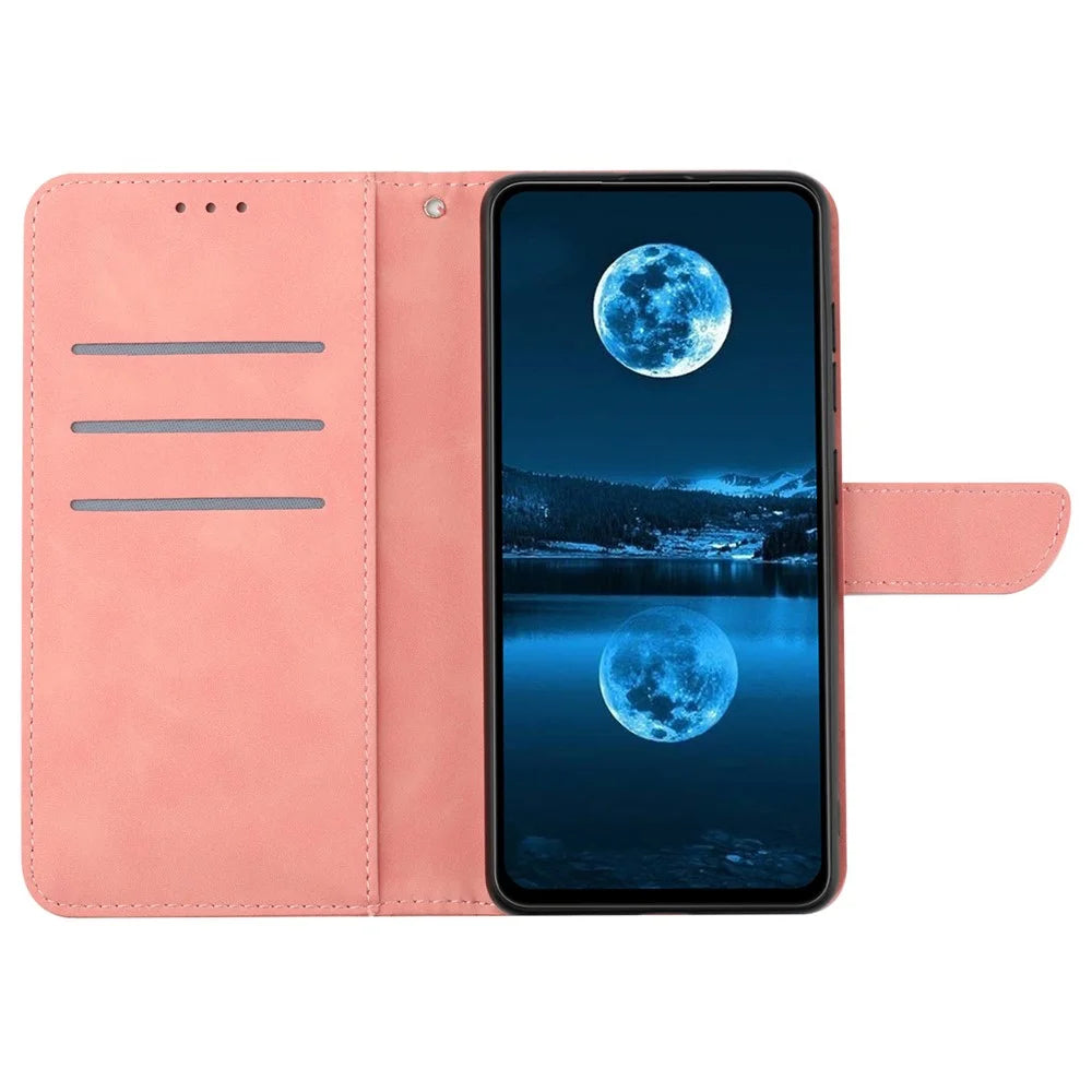 HT05 For iPhone 16 Pro Max Case Leather Phone Cover Card / Cash Slots Stand Feature - Pink - 2